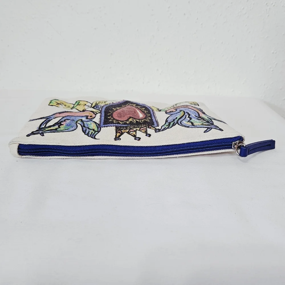 Brighton Love of Art Canvas Zipper Pouch 2019 Birds Heart Cosmetic Bag